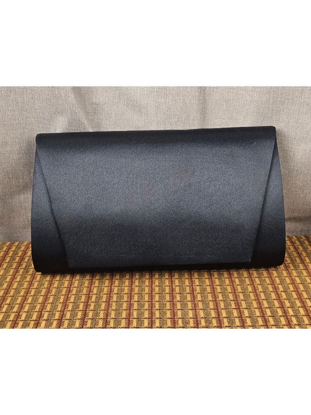 Black Satin Evening Clutch Purse With Magnetic Closure Elegant Minimalist Design